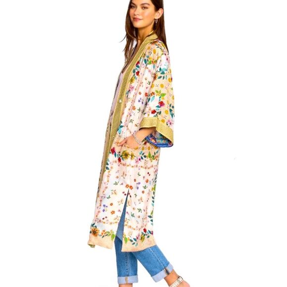 NEW Johnny Was Rivoray Nani Kimono Reversible Long Coat Silk Embroidered Size L - Picture 5 of 16